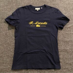 Lacoste Men Navy Crew Neck T-shirt with Yellow Logo